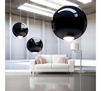 Noir Papier Peint Panoramique Autocollante, Style d'art moderne Sphère Espace Photo Poster Mural pour Salon Chambre 350 x 256 cm Papier Peint Intissé Maison Décoration Intérieure