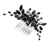 Noir Peigne à Cheveux Décoratif en Métal et Cristal, de Mariée | Orné de Pierres Brillantes, Coiffure de Côté pour Mariage, Bal et Photo, Style Classique, Femmes