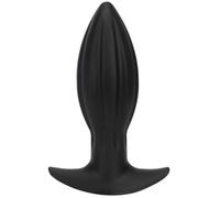Noir Plug Anal 120mm O38mm Silicone Rainuré Forme Goutte Texturé