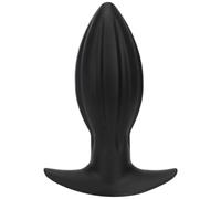 Noir Plug Anal 150mm O48mm Silicone Rainuré Forme Goutte Texturé
