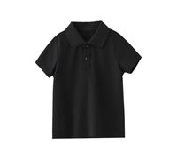 Noir Polo Enfant Adolescent Unisexe 1-15 Ans, Polos d'été Manches Courte Unie Couleur, Tee Shirt Coton Tunique Décontractée, Marin Uniforme Scolaire Costume