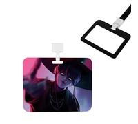 Noir Porte-badge horizontal, Kpop Cartoon Anime Hunters Rumi Mira Zoey Design, avec cordon amovible, plastique transparent imperméable,pour Clés Carte d'identité L'école Bureau Carte de Bus,Idole