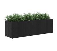 （Noir）Pots & cache-pots - Jardinière - avec 3 pots noir 105x30x32 cm résine tressée - pour balcon bnm674639