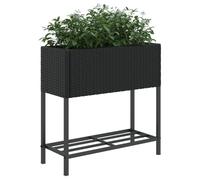 （Noir）Pots & cache-pots - Jardinières - avec étagère 2 pièces - noir 70x28x70 cm résine tressée - pour balcon bnm916623