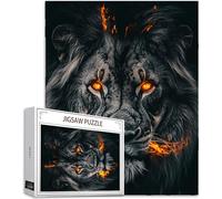 Noir Puzzle 1500 Pièces Adultes, Grand Bois Puzzle Lion Motif Désign, 87x57cm Jigsaw Bricolage Artisanat 14 Ans Activité Familiale avec Emballage Cadeau pour Decoration Murale Maison Chambre, Model989
