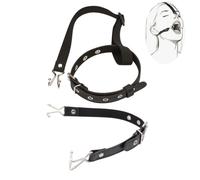 Noir Réglable Bâillon Bouche Ouverte Crochet nasal métallique | écarteur buccal, Kit de bâillon, BDSM, Pour couples, femmes et hommes, Restraint Harnais PU-Cuir, Fetisch, Métallique Bâillon