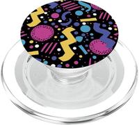 Noir Retro 80s 90s Dot Line Mix Pattern PopSockets PopGrip pour MagSafe