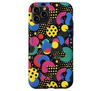 Noir rétro années 80 90 Pop Dot Burst Pattern Coque pour iPhone 11 Pro