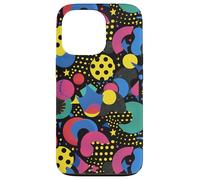 Noir rétro années 80 90 Pop Dot Burst Pattern Coque pour iPhone 13 Pro