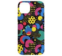 Noir rétro années 80 90 Pop Dot Burst Pattern Coque pour iPhone 14 Plus