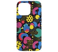 Noir rétro années 80 90 Pop Dot Burst Pattern Coque pour iPhone 14 Pro Max