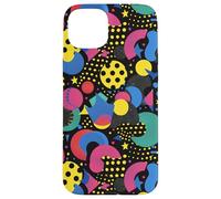 Noir rétro années 80 90 Pop Dot Burst Pattern Coque pour iPhone 15 Plus