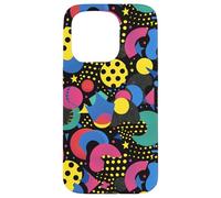 Noir rétro années 80 90 Pop Dot Burst Pattern Coque pour iPhone 15 Pro