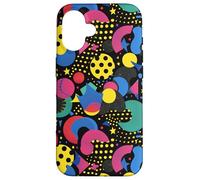 Noir rétro années 80 90 Pop Dot Burst Pattern Coque pour iPhone 16