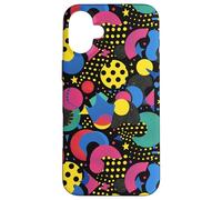 Noir rétro années 80 90 Pop Dot Burst Pattern Coque pour iPhone 16 Plus