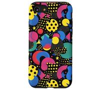 Noir rétro années 80 90 Pop Dot Burst Pattern Coque pour iPhone SE (2020) / 7/8