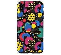 Noir rétro années 80 90 Pop Dot Burst Pattern Coque pour iPhone XS Max