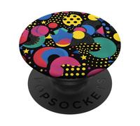 Noir rétro années 80 90 Pop Dot Burst Pattern PopSockets PopGrip Adhésif