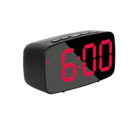 Noir RéVeil NuméRique Intelligent de Chevet, Horloge de Bureau USB de Voyage à LED Rouge avec RéPéTition de TempéRature de Date 12