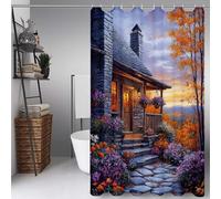 Noir Rideau de Douche 100 x 180 cm, Polyester Rideau Douche Maisons Shower Curtain HD Impression Imperméable Résistant Facile à Installer Shower Curtain avec 12 Anneaux pour Baigoire -ly25072IG