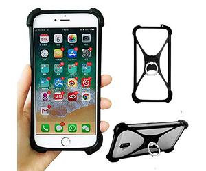 Noir Ring Stand Case Pour WIKO Y80 Y60 Cink King Five Coque Bumper Silicon Etui WIKO Rainbow JAM Highway Star 4G Lenny 4 Plus Housse Protection Antichoc élasticité Souple Rotatif Anneau Support