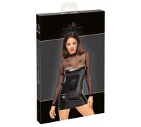 Noir - Robe courte à manches longues avec haut transparent et manches XL