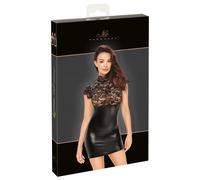 Noir - Robe courte moulante en dentelle délicate et jupe mate XL