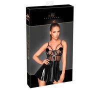 Noir - robe en vinyle avec empiècements résille - noir - L