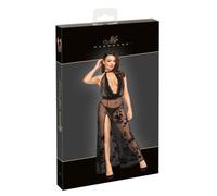 Noir - Robe longue transparente avec épaules et décolleté ouverts L