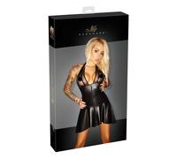 Noir - robe plissée sexy - col tour de cou - buste transparent - noir - XL