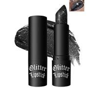 Noir Rouge a Levre Glitter Longue Tenue, Metallic Lipstick Sans Transfert | Rouge a Levre Mat Brillant Longue Tenue Waterproof, Rouges à Lèvres Diamant Haute Pigmentation, Cadeau Maquillage Femme