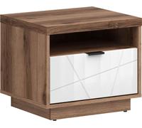 NOIR ROUGE BLANC Forn Table de chevet 50 cm avec tiroir Chêne Delano foncé/Lustré blanc