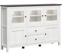 NOIR ROUGE BLANC Hesse 186 cm commode avec vitrine et 5 portes, 2 tiroirs, sibiu mélèze clair/pin laricio