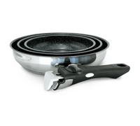 Poêle Inox Kitchenpro Venteo Revêtement Céramique Antiadhésif Adaptée À Tous Les Feux Induction/Vitro Céramique/Électricité/Gaz Différentes Tailles 20/24/28cm Noir Set 20cm 24cm 28cm