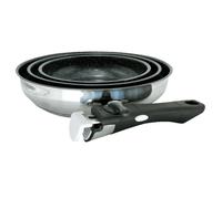Poêle Inox Kitchenpro Venteo Revêtement Céramique Antiadhésif Adaptée À Tous Les Feux Induction/Vitro Céramique/Électricité/Gaz Différentes Tailles 20/24/28cm Noir Set 20cm 24cm 28cm