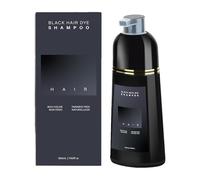 Noir Shampoing Colorant, 500ml Shampooing Teinture Instantanée pour Cheveux, Coloration des Cheveux en Quelques Minutes Teinture Naturelle et Durable, Shampooing Colorant pour Hommes Femmes