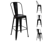 (noir) Tabouret de bar MCW-A73 Métal (lot de 4)