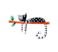 Noir tacheté chat broche broche élégant plaqué or cristal strass épinglette mignon Animal bijoux accessoires pour femmes filles droit costume chapeau cadeau