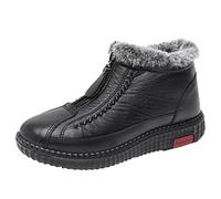 Noir Talon 42 Mode Hiver Femme Bottes de Neige Fond Plat Antidérapant Imperméable Bout Rond Couleur Unie Broderie Fleur pour Chaleur et Confort Homme Homme, Noir 1, 37 EU