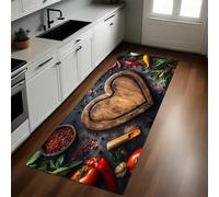 Noir Tapis de Cuisine Conseil du cœur épicé Antidérapant 50 x 150 cm Absorbant Doux Devant Évier Tapis de Sol Lavable Salon Chambre
