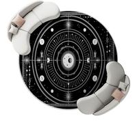 Noir Tapis de Salon Rond 150 cm, Minimal Sombre Étoiles Corps Célestes Tapis Chambre Antidérapant Lavable, Ne Perd Pas Ses Poils Moelleux Moquette pour Chambre d'enfant Salle à Manger