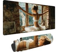 Noir Tapis de Souris Gamer, Grand Tapis de Souris XXL 800x300x3 mm, Ballet Mouse Pad Gaming Accessoire Lavable, Caoutchouc Antidérapante Mousepad, Améliore la précision et la Vitesse pour Gamer w-6525