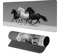 Noir Tapis de Souris Gaming 1000x500x3mm, Cheval Tapis de Souris XXL, Sous Main Bureau, Mouse Pad avec Rubber Base, Accessoires Bureau, Mousepad avec Coutures sur Les Bords, pour Gamer Travail, T-8368