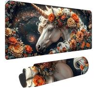 Noir Tapis de Souris Gaming XXL 800x300x3 mm Grand Tapis de Souris XXL Licorne Mouse Pad pour Clavier et Bureau, Haute Précision et Vitesse, Caoutchouc Antidérapante for Gamer Accessoire Gaming w-4336