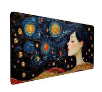 Noir Tapis de Souris XXL 100x50cm, Tapis Souris Femme sous Main Bureau avec Bords Cousus, Imperméable Mouse Pad Base en Caoutchouc Antidérapant Surface pour Gamer, PC, Cadeau Femme -lsy260368
