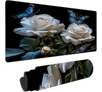 Noir Tapis de Souris XXL 1500x800x3 mm Grand Tapis Souris Papillon Mouse Pad Accessoire Bureau, Lavable, Base en Caoutchouc Antidérapant, Imperméable Mousepad pour Bureau Decor, Cadeau Femme w-3343