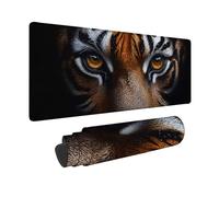 Noir Tapis de Souris XXL 800 x 400mm, Tapis Souris Tigre sous Main Bureau avec 3MM Bords Cousus, Imperméable Mouse Pad Base en Caoutchouc Antidérapant Surface pour Gamer, PC, Cadeau -hjw2601ZA