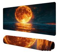 Noir Tapis de Souris XXL 900x400x3mm Lune sous Main Bureau Accessoire à Base en Caoutchouc Antidérapante et Bords Cousus Tapis de Souris Gamer pour Deco Bureau Desk, Cadeaux pour Hommes/Femmes J1-534