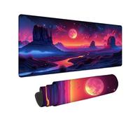 Noir Tapis de Souris XXL 90x40cm, Tapis de Souris Lune sous Main Bureau avec Bords Cousus, Imperméable Mouse Pad Base en Caoutchouc Antidérapant Surface pour Gamer, PC, Cadeau Femme -zjn25099VA2DG94