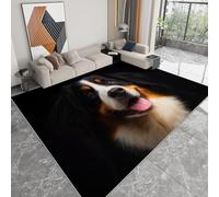 Noir Tapis Lavable, Exquis Réaliste Animaux Bouvier Bernois Réducteur de Bruit Facile à Nettoyer Paillasson - Antidérapant Imprimé Tapis 160 x 230 cm pour Salon Chambre Bureau